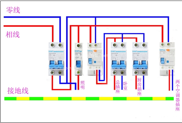 2p空气开关怎么接线_2p空气开关接线图详解
