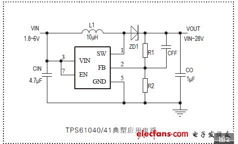 TPS61040实现白光LED驱动器