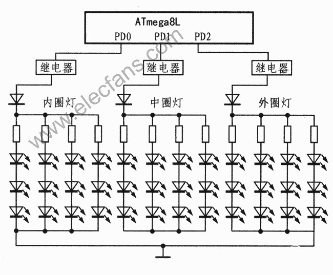 单片机控制LED灯电路图