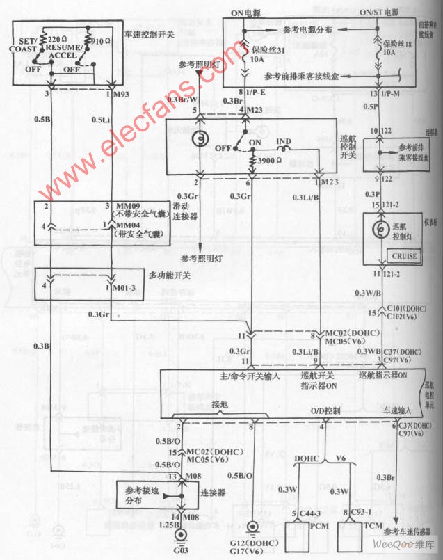 现代索那塔轿车巡航控制系统电路图