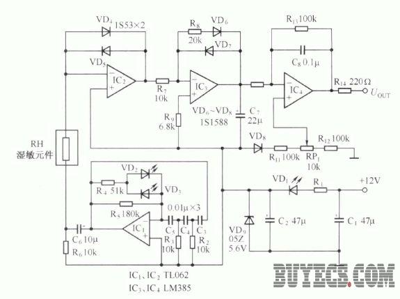 金属氧化物湿敏元件应用电路