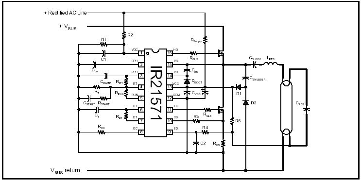 IR21571直管型集成电路电子镇流器