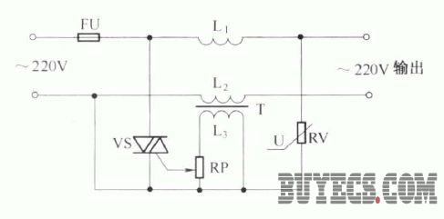 由压敏电阻器及晶闸管共同组成的过压保护电路