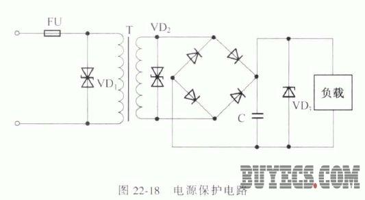 瞬态电压抑制二极管组成的电源保护电路