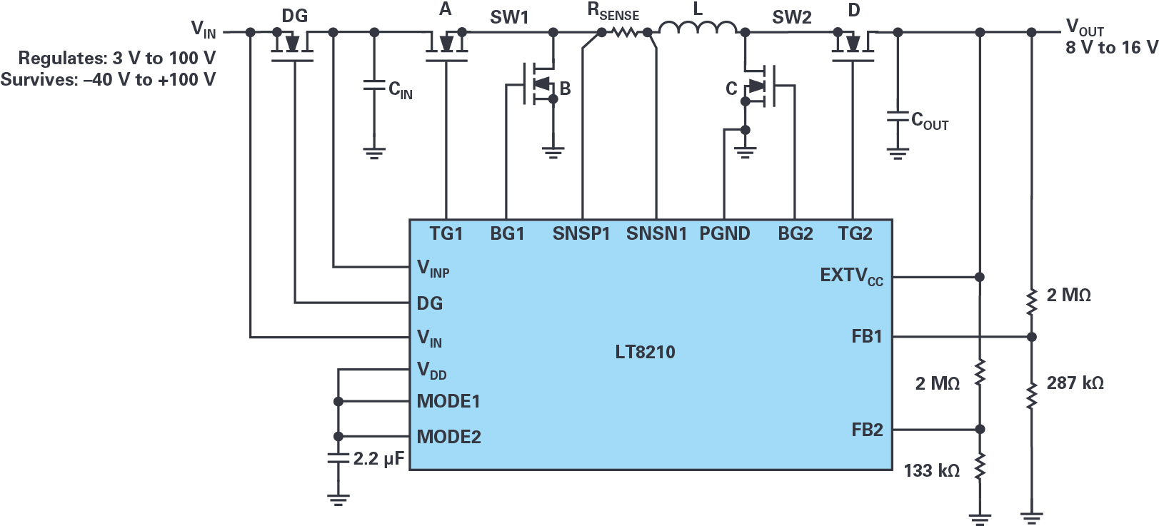4开关降压-升压控制器，具备直通功能，可以消除开关噪声