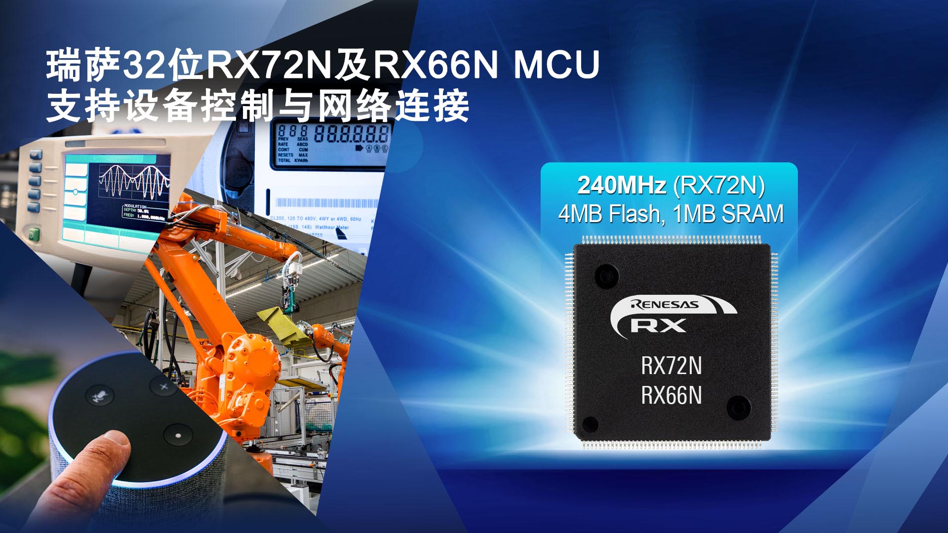 瑞萨电子推出全新32位RX72N和RX66N MCU， 可同时实现设备控制与网络连接，适用于工业自动化设备