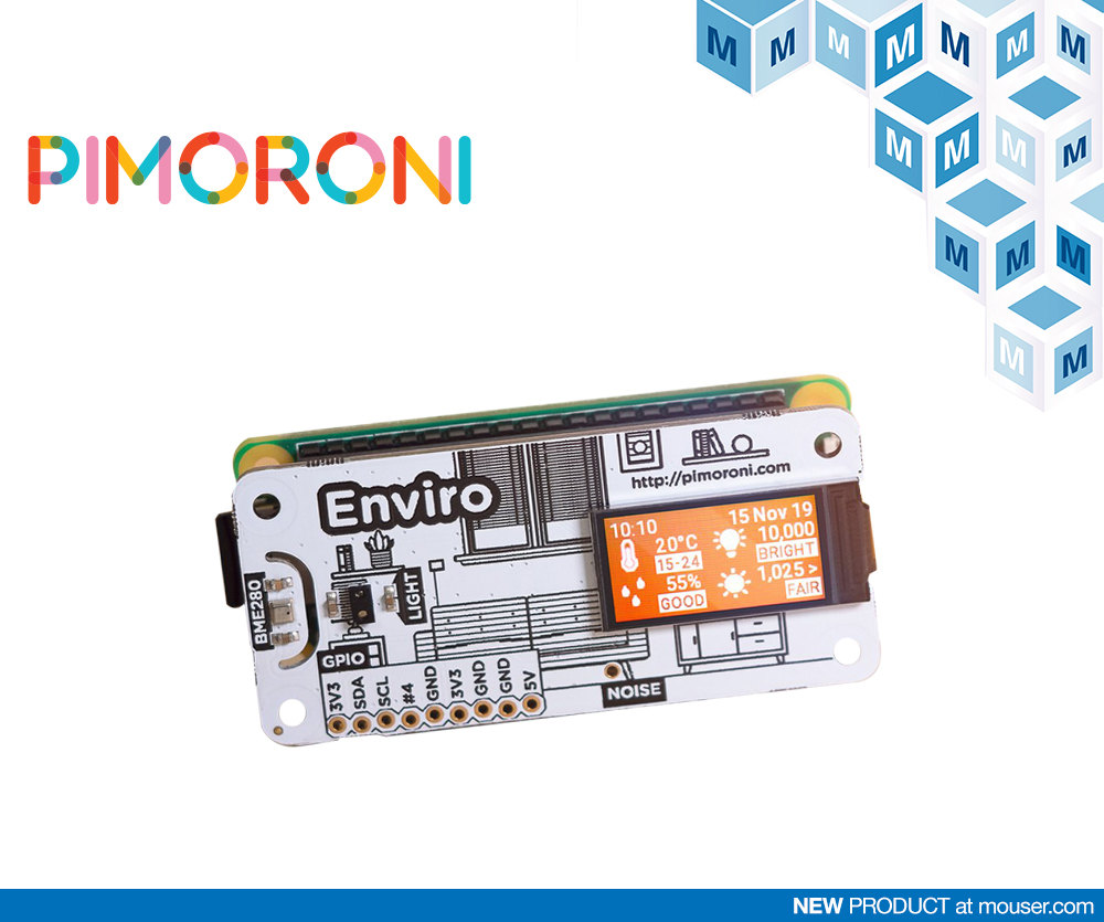 贸泽开售用于树莓派的Pimoroni PIM486 Enviro  实现室内传感数据的远程访问