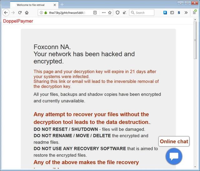 富士康被黑客攻击，索要 2.3 亿元赎金：已加密约1200台服务器