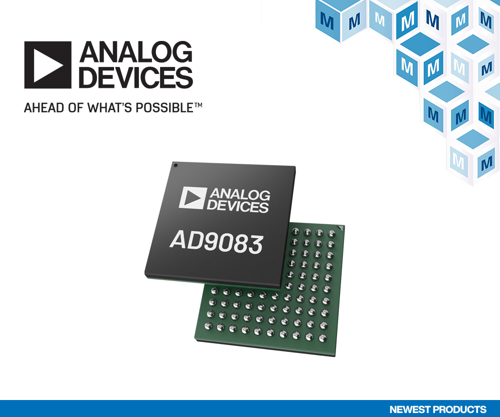 贸泽电子开售Analog Devices AD9083模数转换器 为毫米波成像和相控阵雷达应用提供低功耗解决方案