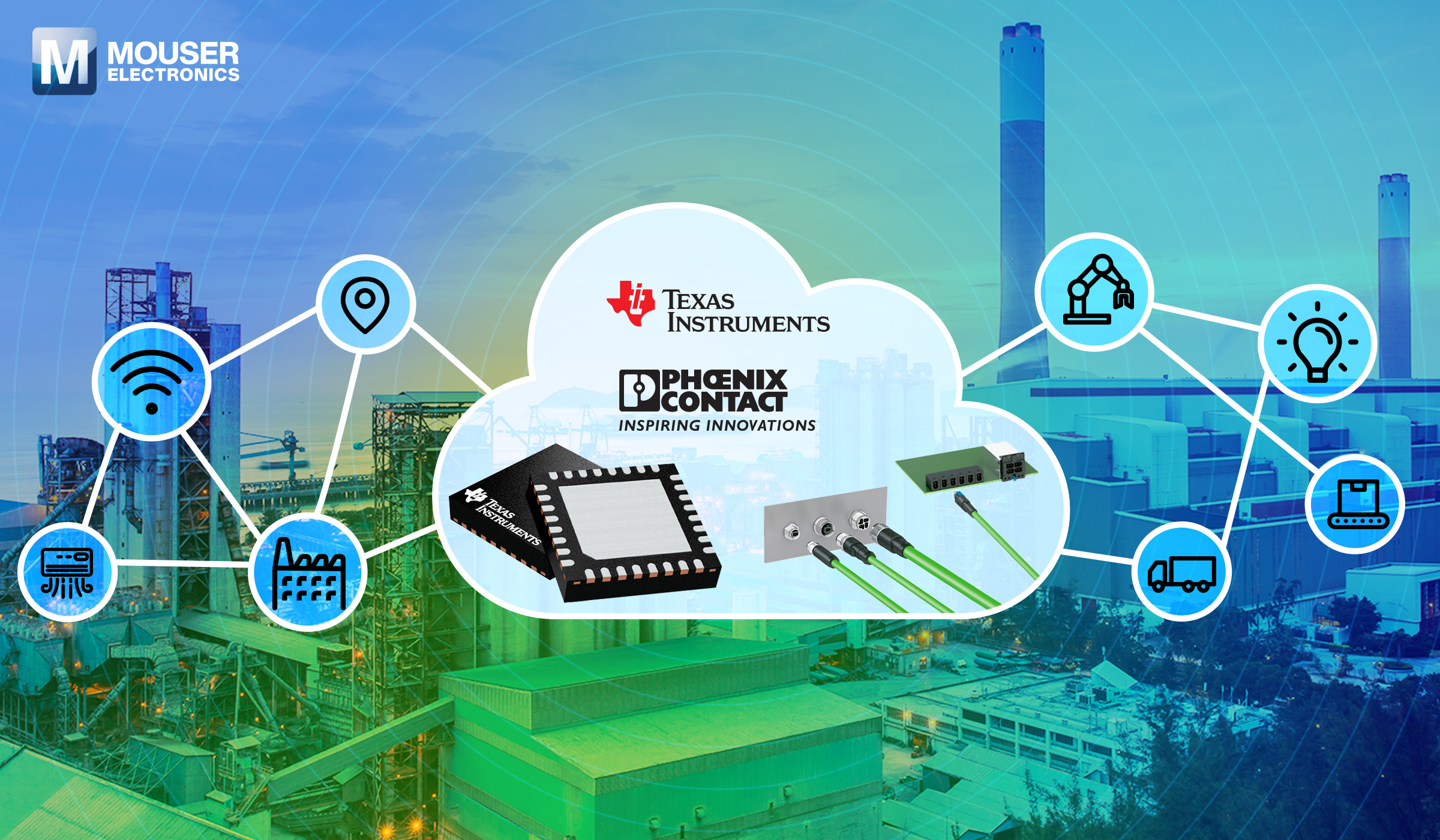 贸泽与Texas Instruments和Phoenix Contact联手推出单对以太网技术页面