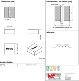 Figure 9. The WE-MAPI inductor data sheet does not indicate a start of winding dot, although there is a start of winding dot on the top marking of the component. These inductors may have no orientation-emissions effects, but one should test to be sure.