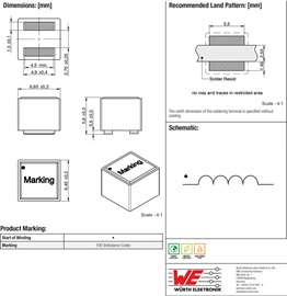 Figure 10. The start of winding for a WE-XHMI series inductor is indicated by the top-part marking.