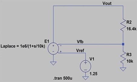 LTspice DC-to-DC converter simulation schematic