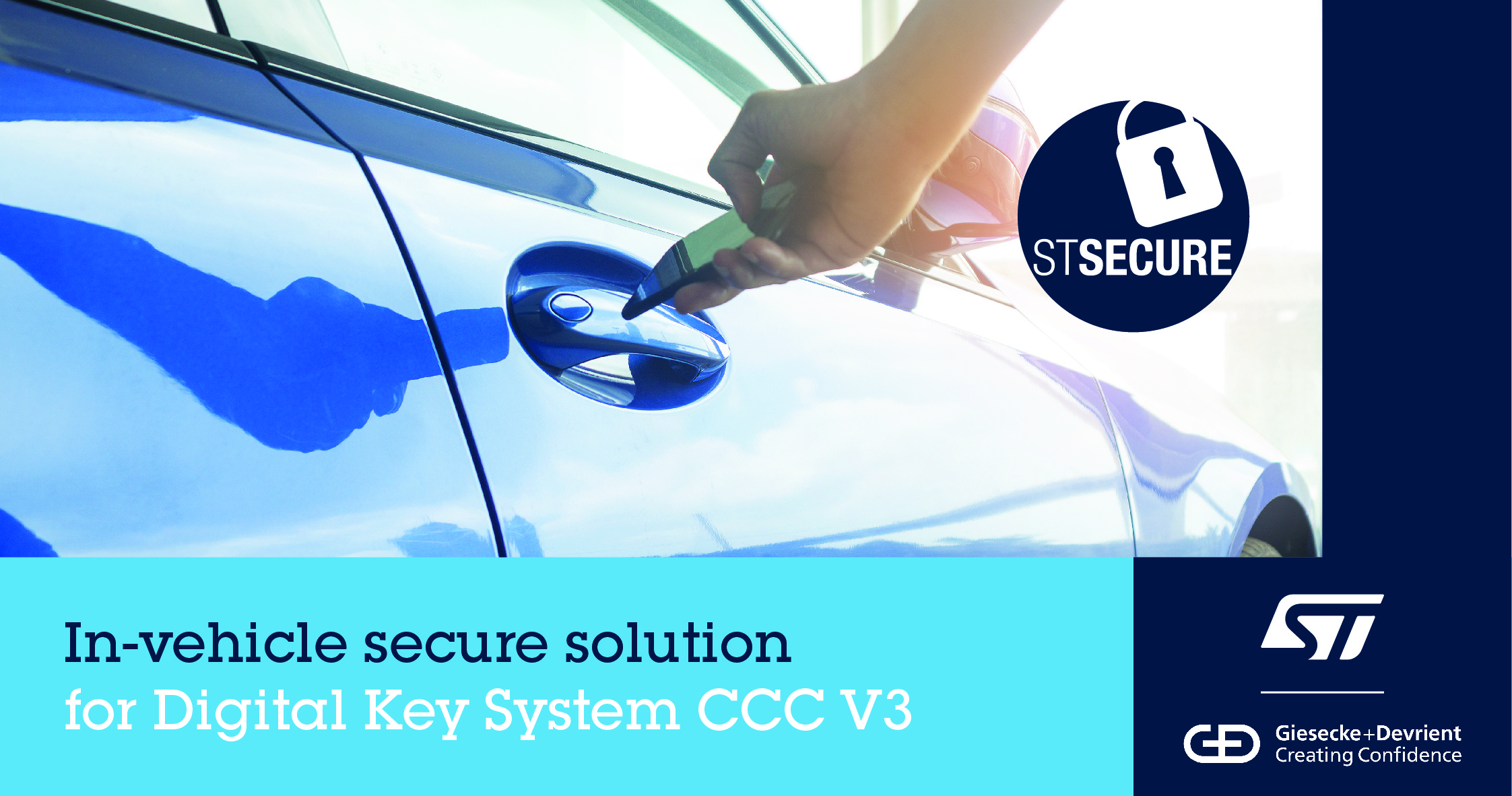 意法半导体推出即用型安全汽车进入车载系统芯片解决方案，符合车联网联盟数字车钥匙标准3.0版