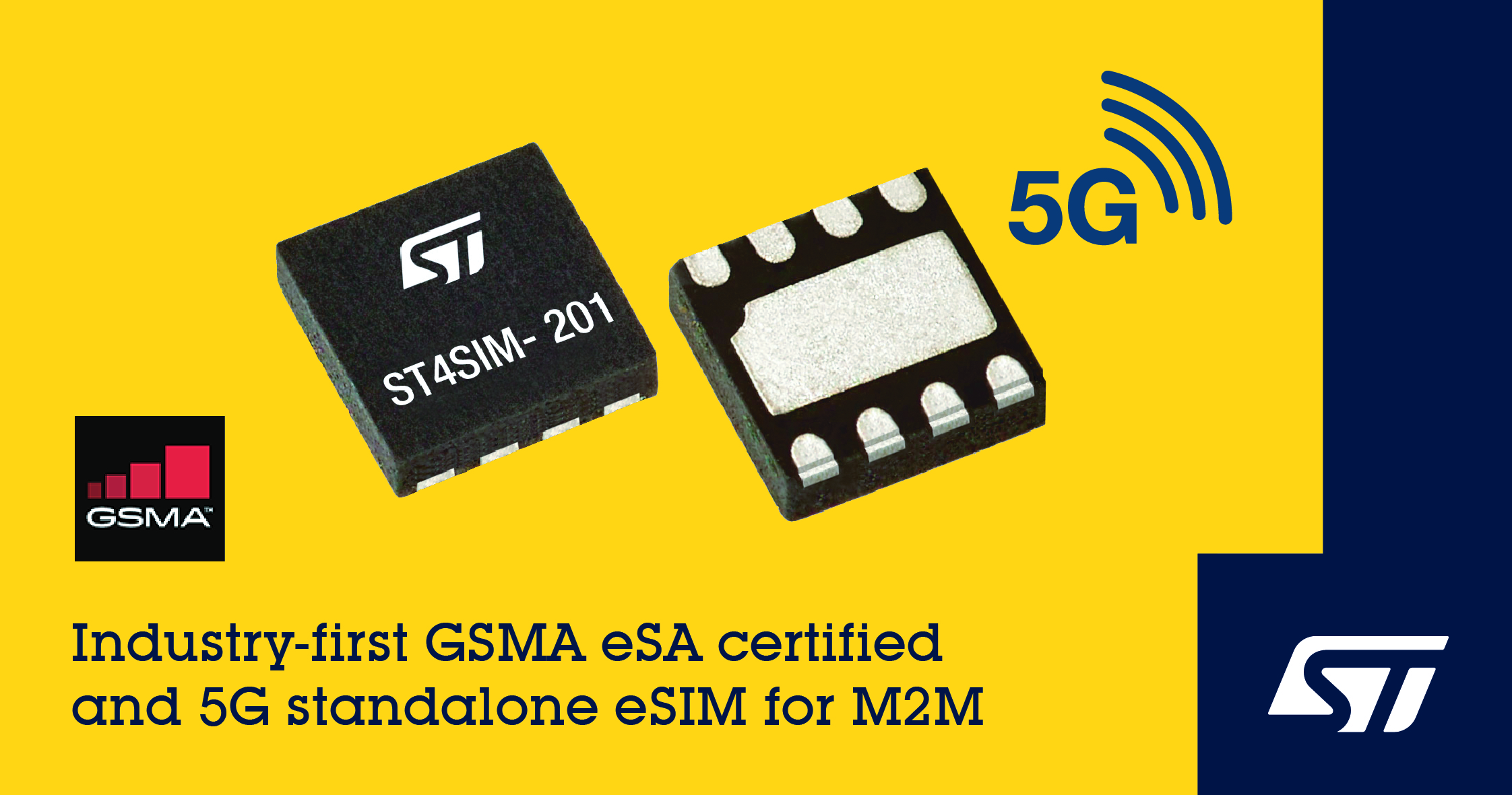 意法半导体5G M2M 嵌入式SIM卡芯片通过最新GSMA eSA(安全保障)认证