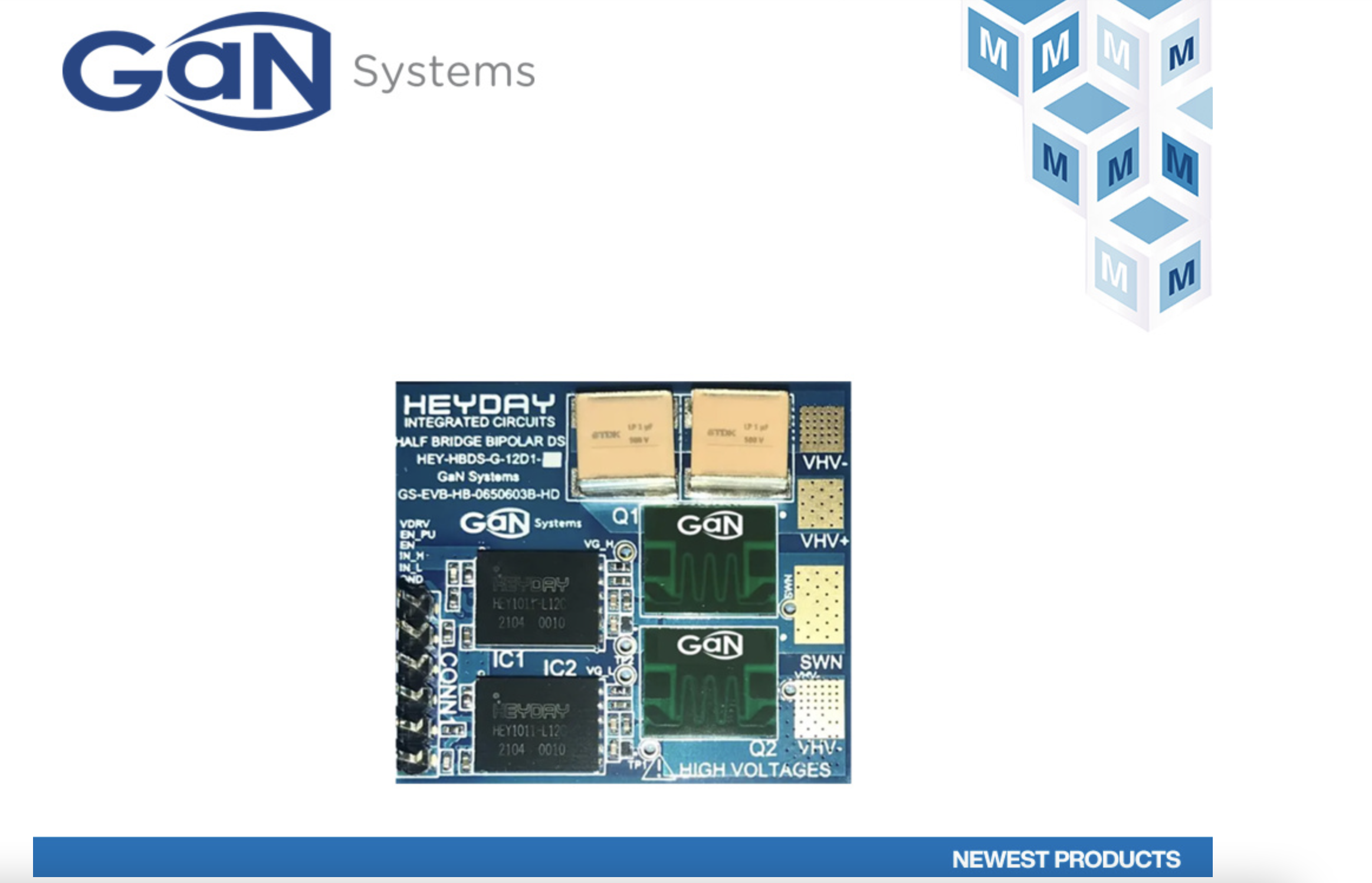 GaN Systems HD半桥双极驱动开关评估板在贸泽开售