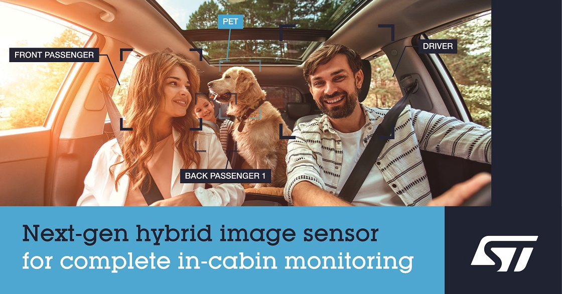 意法半导体混合双快门传感器全方位监控车舱，提高驾乘安全性和舒适性