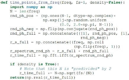 Figure 25. Python code to generate arbitrary noise profiles.