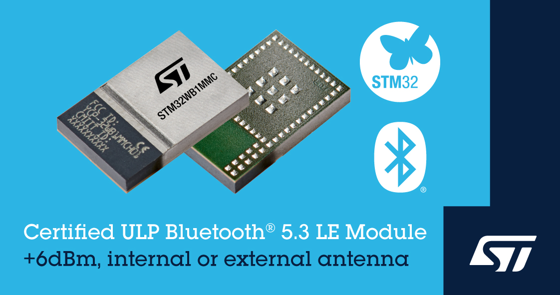 意法半导体推出STM32WB1MMC Bluetooth® LE 认证模块简化并加快无线产品开发