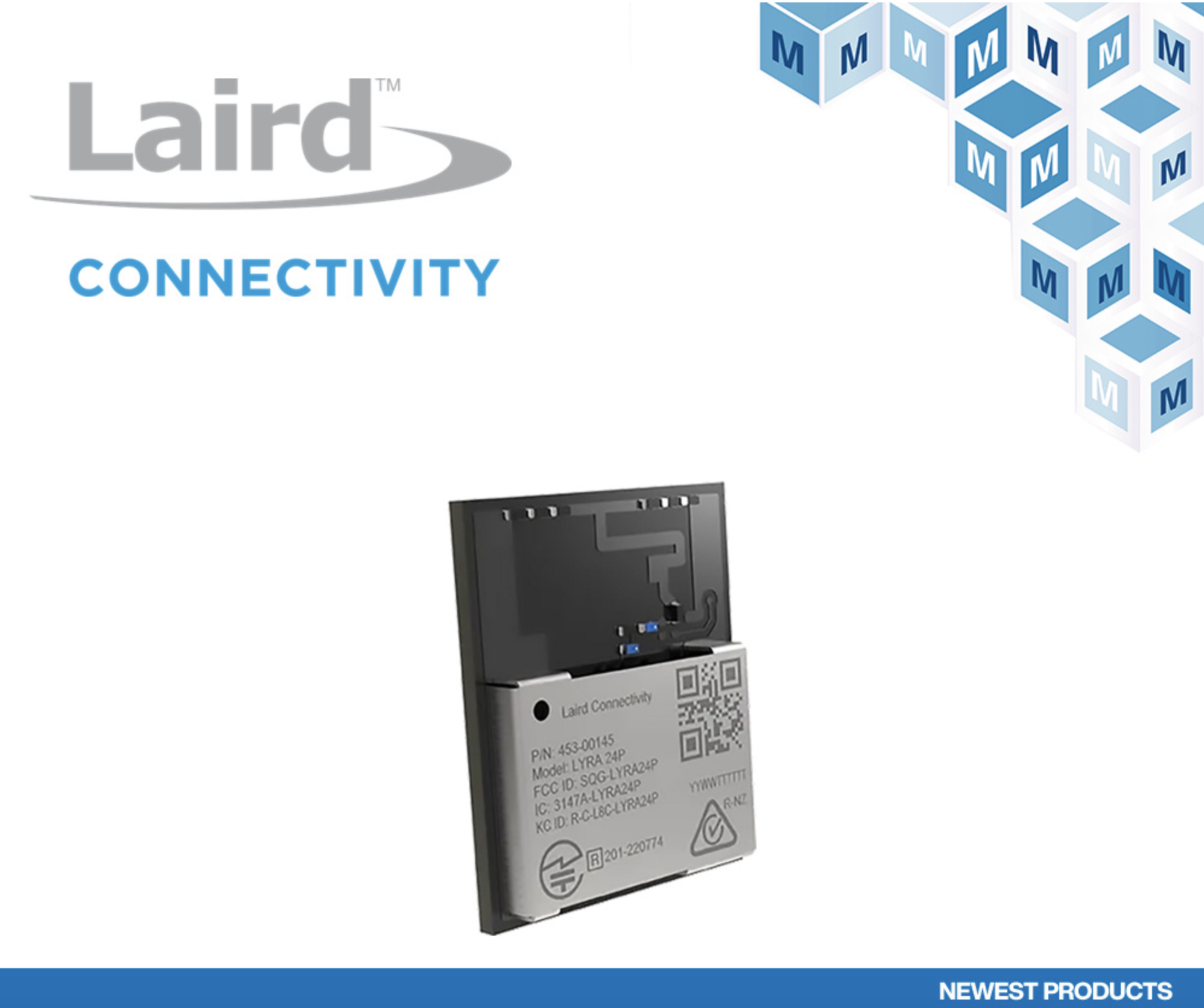 贸泽电子开售Laird Connectivity Lyra 24系列低功耗蓝牙模块