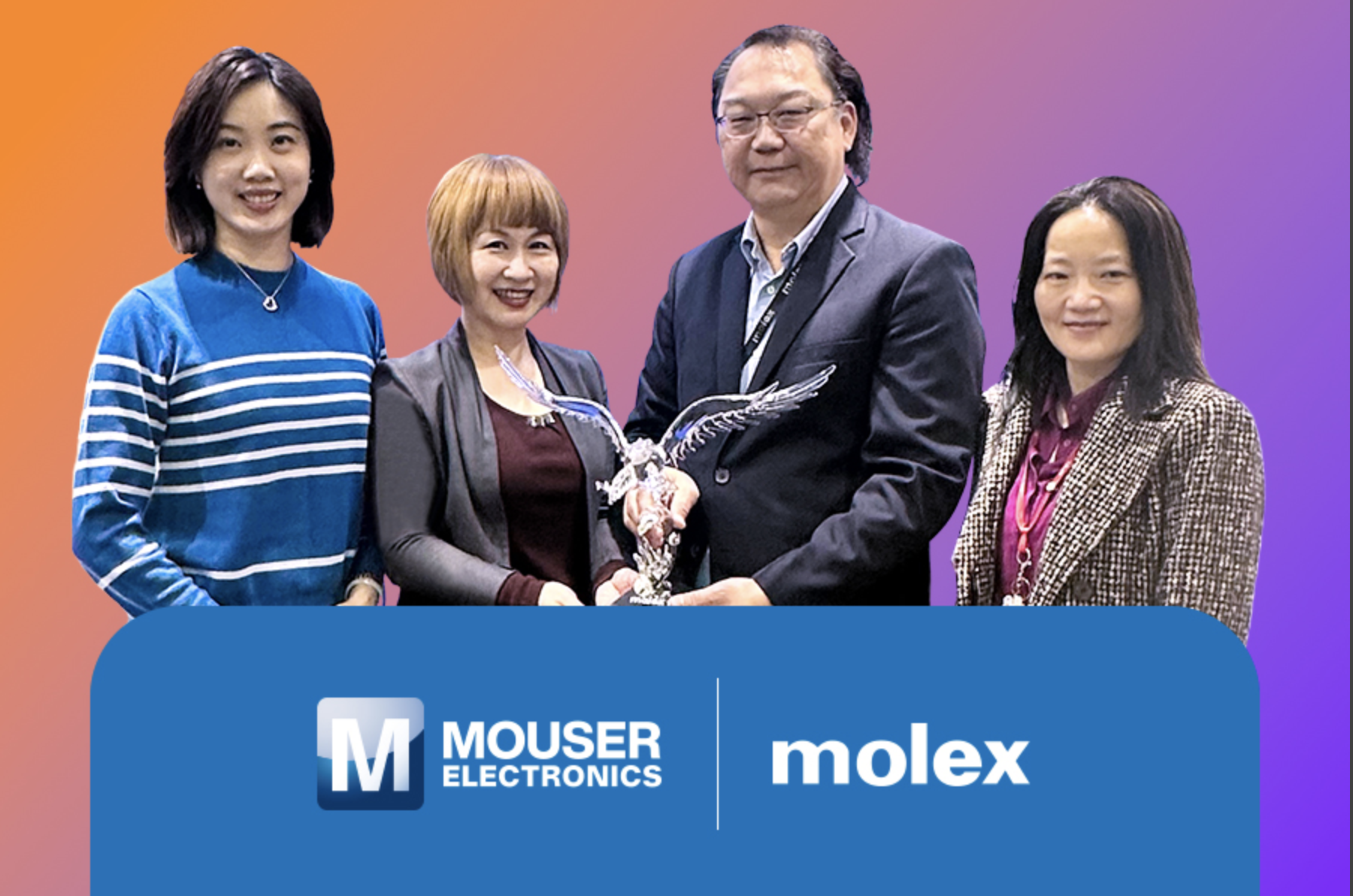 贸泽连续第七年荣获Molex亚太区年度电子目录代理商大奖