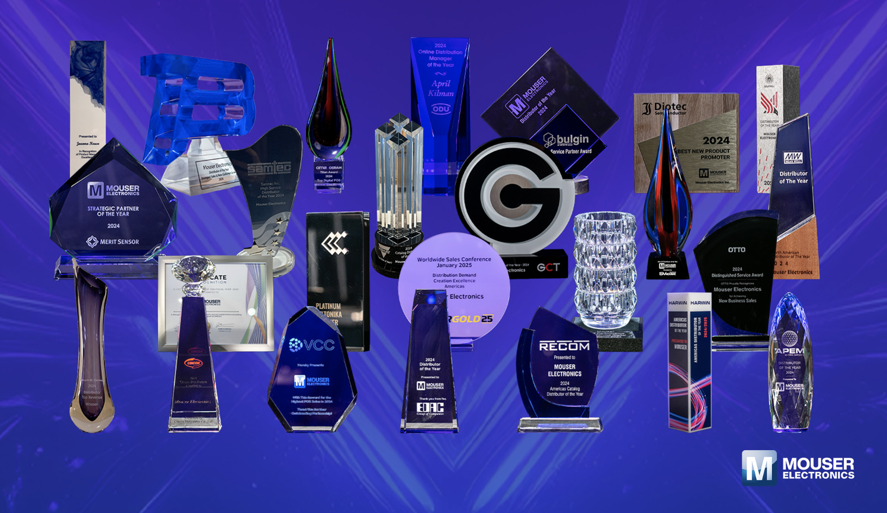 实力见证！贸泽电子2024年斩获全球知名制造商颁发的多项卓越代理大奖