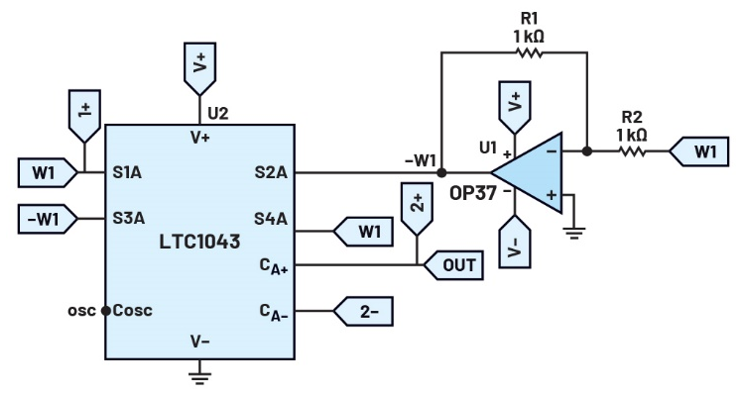 图12.基于LTC1043的双平衡混频器