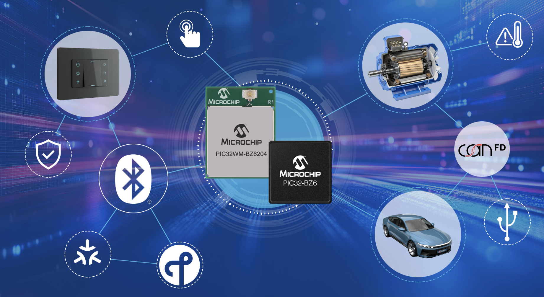 Microchip推出高度集成的单芯片无线平台，专为先进互联、触摸及电机控制而设计