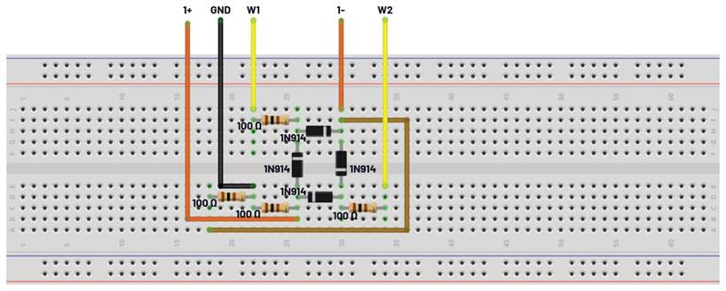 A circuit board with wires and wires
AI-generated content may be incorrect.